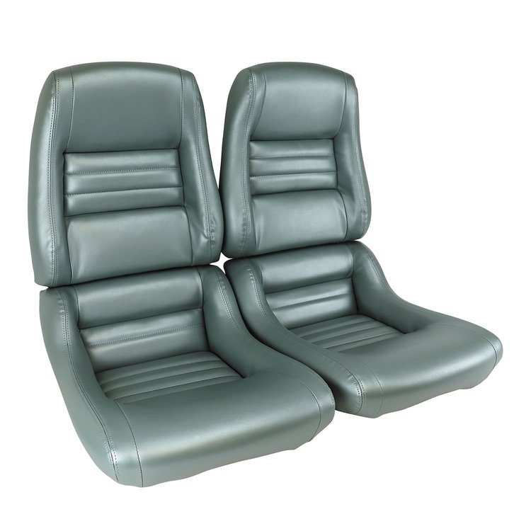 423459 Mounted Leather-Like Vinyl Seat Covers, 1982-1982 Chevy Corvette, Silvergreen 2 in. Bolster