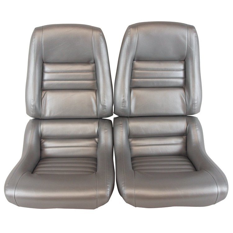 423462 Mounted Leather-Like Vinyl Seat Covers, 1978-1978 Chevy Corvette, Silver Pace 2 in. Bolster