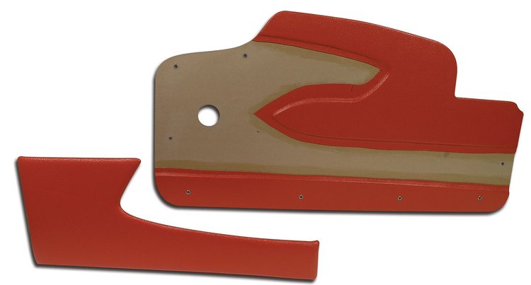 434502 Door Panels, 1958-1958 Chevy Corvette, Red Metal Support