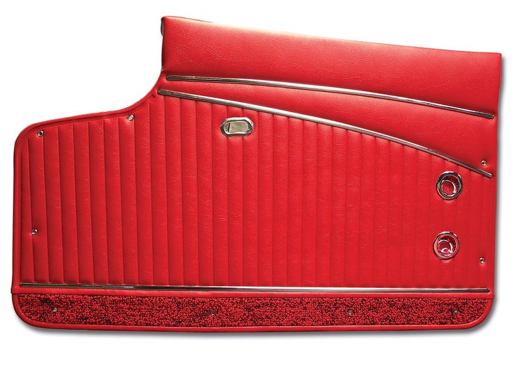 436435 Door Panels, 1962-1962 Chevy Corvette, Red Deluxe
