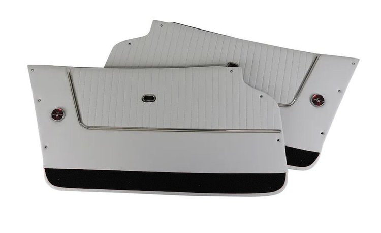 436665 Door Panels, 1964-1964 Chevy Corvette, Leather White W/Black Carpet, Coupe, W/Trim