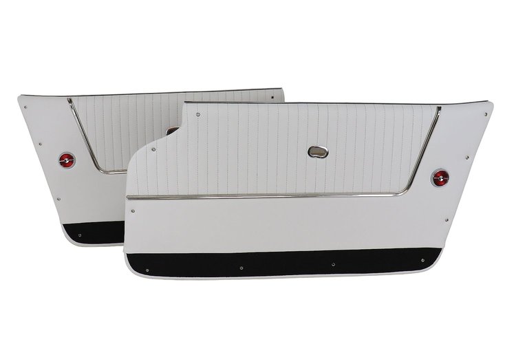436765 Door Panels, 1964-1964 Chevy Corvette, Leather White W/Black Carpet, Conv, W/Trim