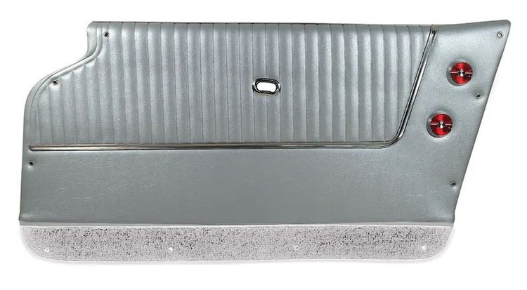 4367Z5 Door Panels, 1964-1964 Chevy Corvette, Leather Silver W/Silver Carpet, Conv, W/Trim