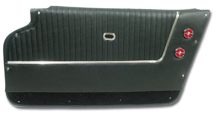 437220 Door Panels, 1963-1964 Chevy Corvette, Black, Coupe, W/Trim