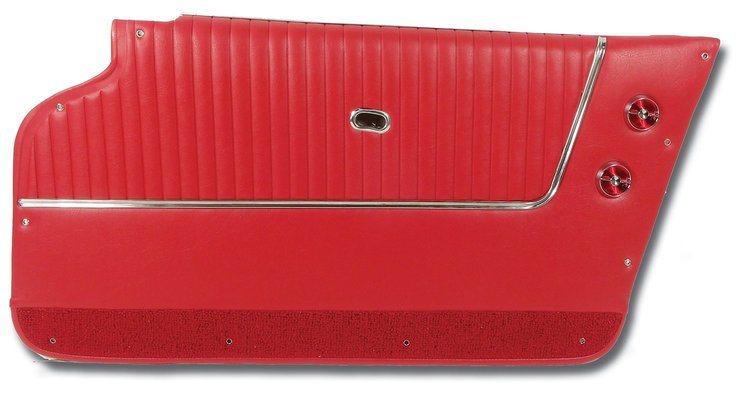 437235 Door Panels, 1963-1964 Chevy Corvette, Red, Coupe, W/Trim