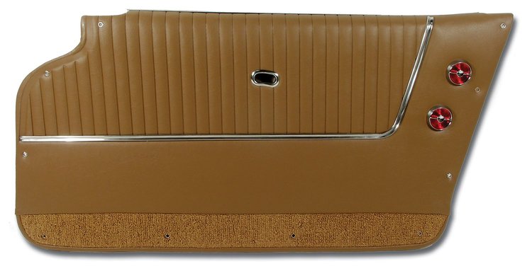 437254 Door Panels, 1963-1964 Chevy Corvette, Saddle, Coupe, W/Trim