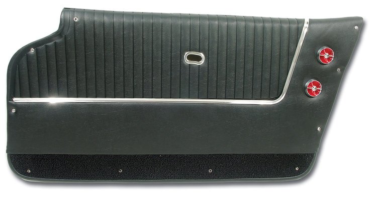 437320 Door Panels, 1963-1964 Chevy Corvette, Black, Convertible, W/Trim