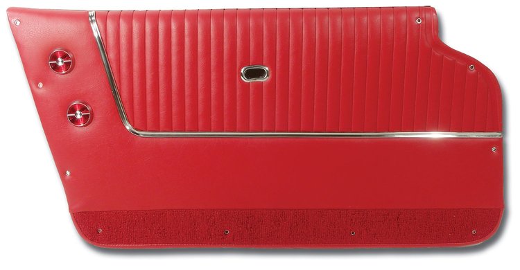 437335 Door Panels, 1963-1964 Chevy Corvette, Red, Convertible, W/Trim