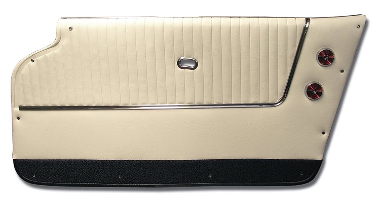 4373Z1 Door Panels, 1964-1964 Chevy Corvette, White W/Dk Blue Carpet, Convertible, W/Trim
