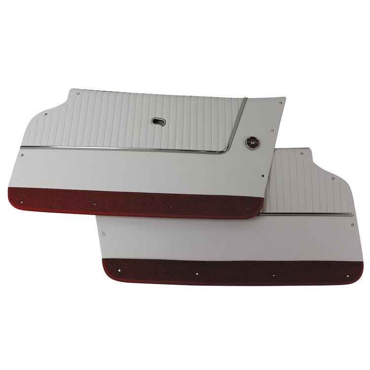 4373Z2 Door Panels, 1964-1964 Chevy Corvette, White W/Red Carpet, Convertible, W/Trim