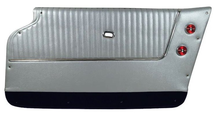 4373Z4 Door Panels, 1964-1964 Chevy Corvette, Silver W/Dk Blue Carpet, Convertible, W/Trim