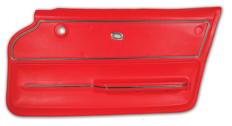 440030 Door Panel, 1965-1966 Chevy Corvette, Red Coupe W/Trim Right/Passenger