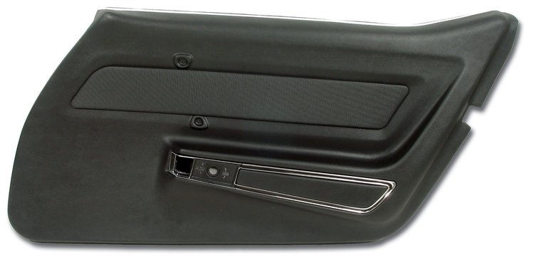 441820 Door Panel, 1969 Chevy Corvette, Black, W/Trim Right/Passenger