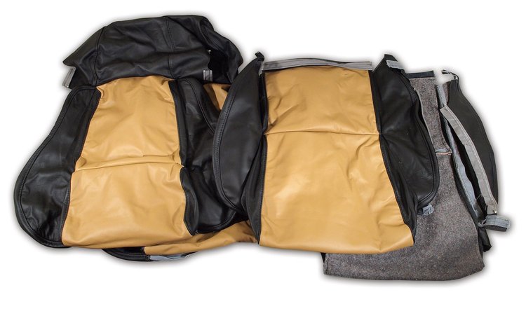 44213 Custom 100-percent Leather Standard Seat Covers, 1984-1987 Chevy Corvette, Black & Saddle