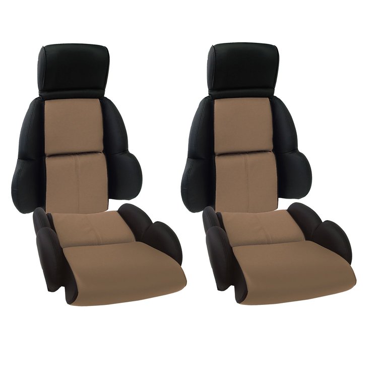 44220 Custom 100-percent Leather Standard Seat Covers, 1993-1993 Chevy Corvette, Black & Beige