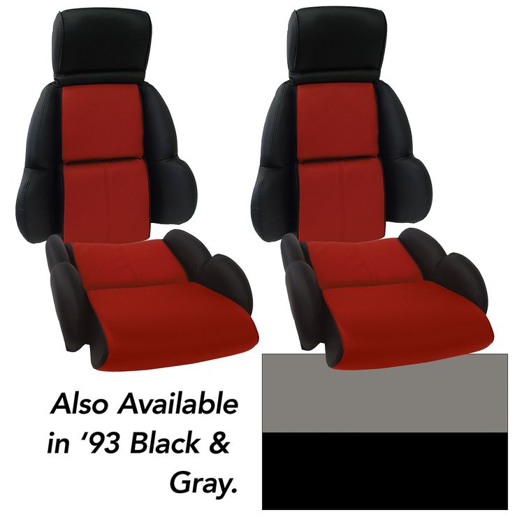 44221 Custom 100-percent Leather Standard Seat Covers, 1993-1993 Chevy Corvette, Black & Gray