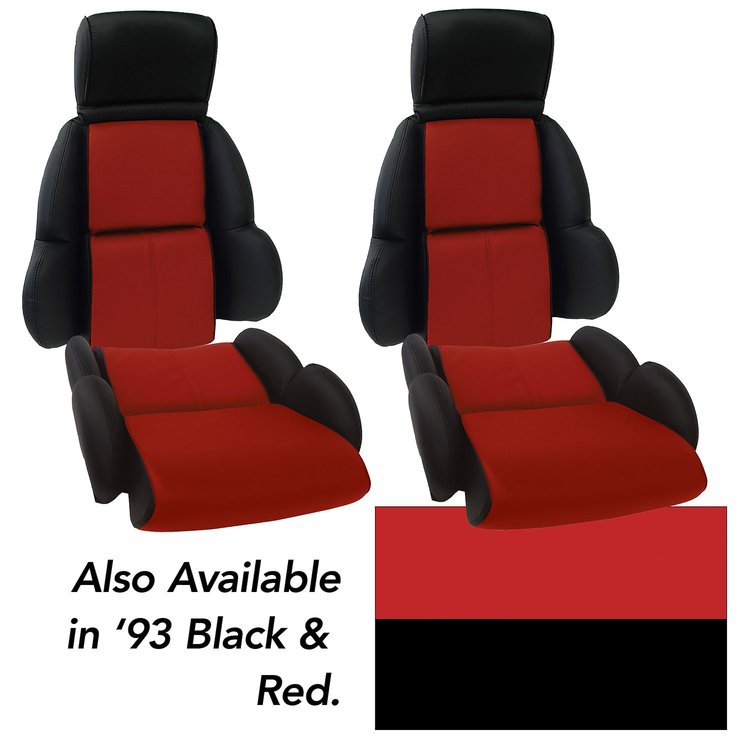 44222 Custom 100-percent Leather Standard Seat Covers, 1993-1993 Chevy Corvette, Black & Red