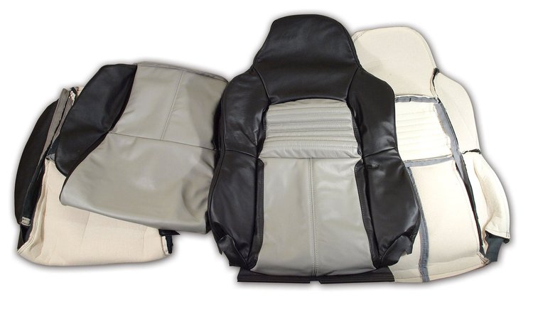 44224 Custom 100-percent Leather Standard Seat Covers, 1994-1996 Chevy Corvette, Black & Gray