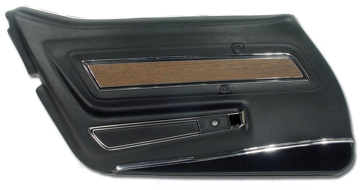 442520 Door Panel, 1970-1976 Chevy Corvette, Black, Deluxe Left/Driver