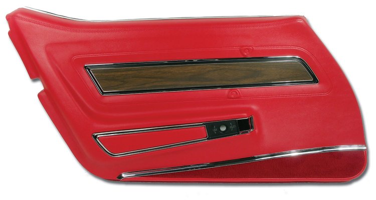 442530 Door Panel, 1970-1972 Chevy Corvette, Red Deluxe Left/Driver