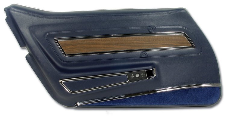 442543 Door Panel, 1973-1975 Chevy Corvette, Dark Blue Deluxe Left/Driver
