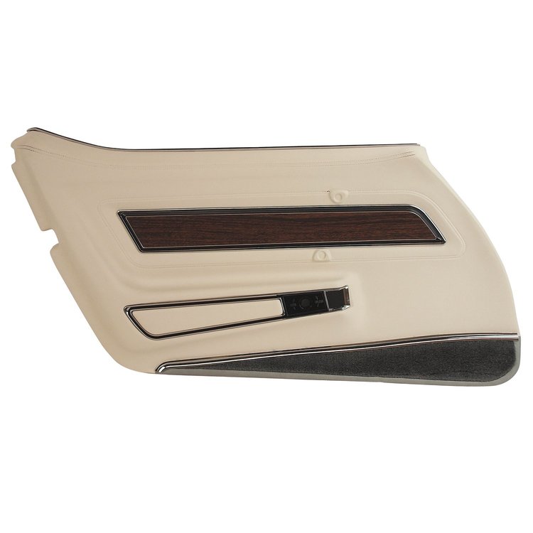 4425Z7 Door Panel, 1976-1976 Chevy Corvette, White W/Dark Smoke Carpet Deluxe Left/Driver