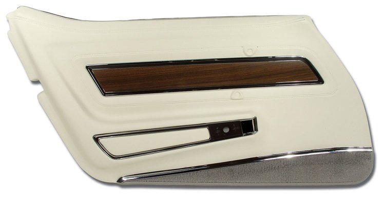 4425Z8 Door Panel, 1976-1976 Chevy Corvette, White W/Smoke Carpet Deluxe Left/Driver