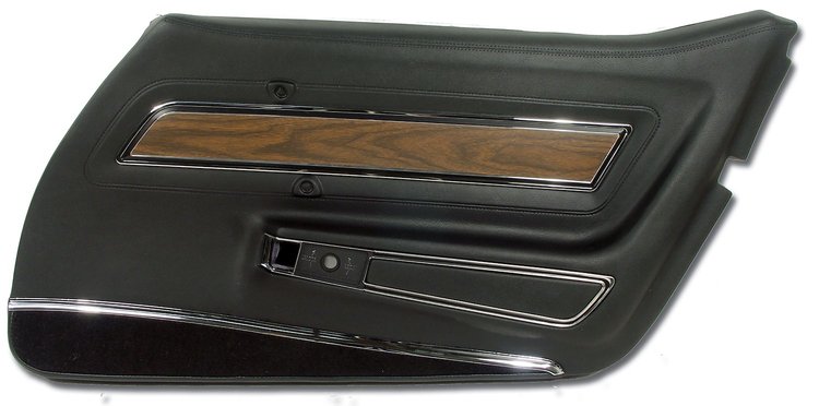 442620 Door Panel, 1970-1976 Chevy Corvette, Black, Deluxe Right/Passenger
