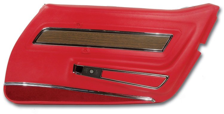 442630 Door Panel, 1970-1972 Chevy Corvette, Red Deluxe Right/Passenger