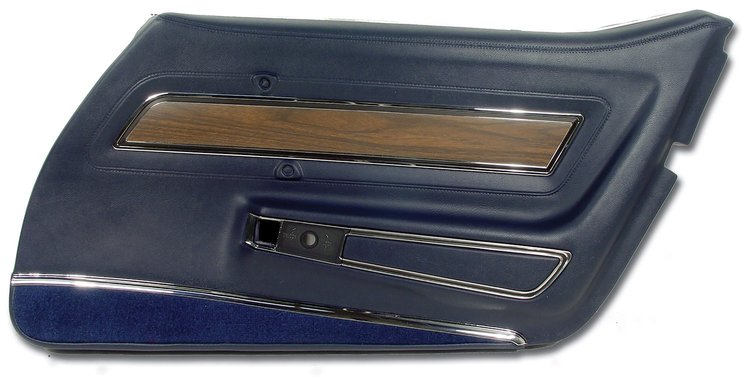 442643 Door Panel, 1973-1975 Chevy Corvette, Dark Blue Deluxe Right/Passenger