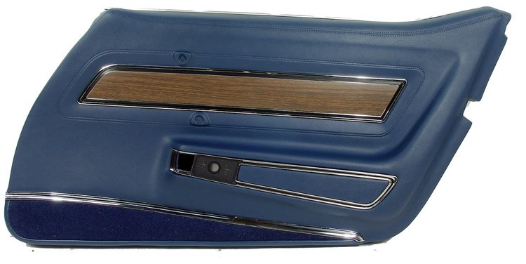 442647 Door Panel, 1971-1972 Chevy Corvette, Royal Blue Deluxe Right/Passenger