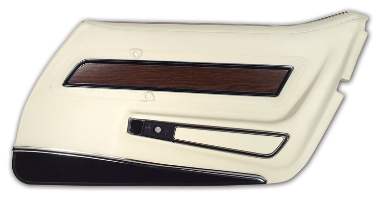 4426Z5 Door Panel, 1976-1976 Chevy Corvette, White W/Black Carpet Deluxe Right/Passenger