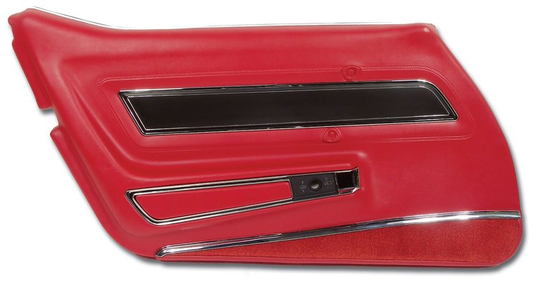 443124 Door Panel, 1977-1977 Chevy Corvette, Red Deluxe Left/Driver