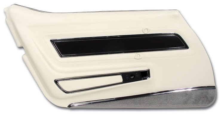 4431Z8 Door Panel, 1977-1977 Chevy Corvette, White Deluxe W/Smoke Carpet Left/Driver