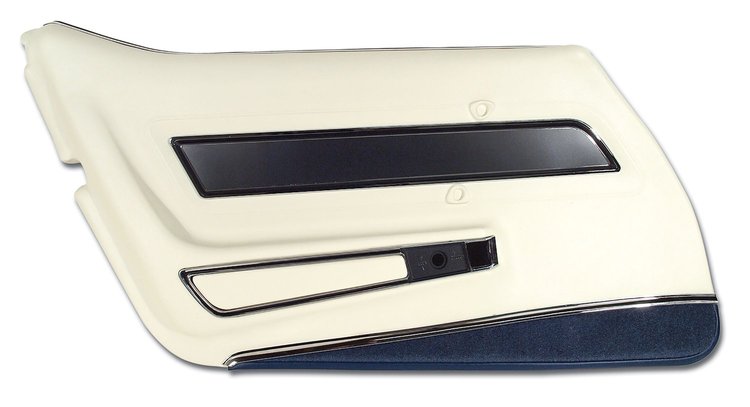 4431Z9 Door Panel, 1977-1977 Chevy Corvette, White Deluxe W/Dark Blue Carpet Left/Driver