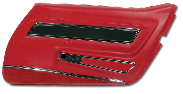 443224 Door Panel, 1977-1977 Chevy Corvette, Red Deluxe Right/Passenger