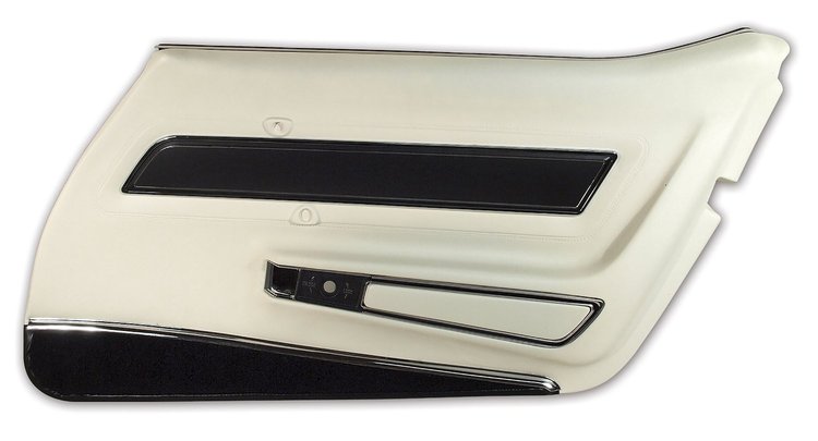 4432Z5 Door Panel, 1977-1977 Chevy Corvette, White Deluxe W/Black Carpet Right/Passenger