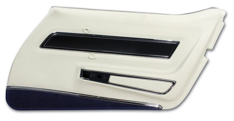 4432Z9 Door Panel, 1977-1977 Chevy Corvette, White Deluxe W/Dark Blue Carpet Right/Passenger