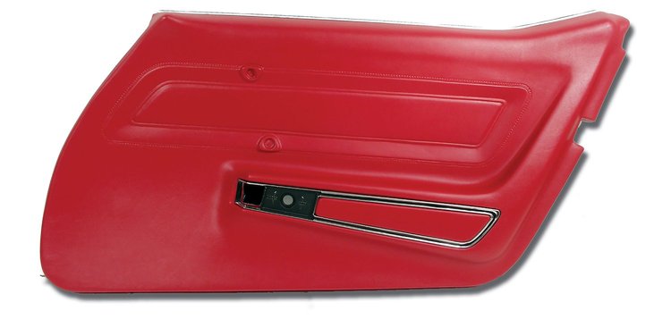 443624 Door Panel, 1977-1977 Chevy Corvette, Red Standard Right/Passenger