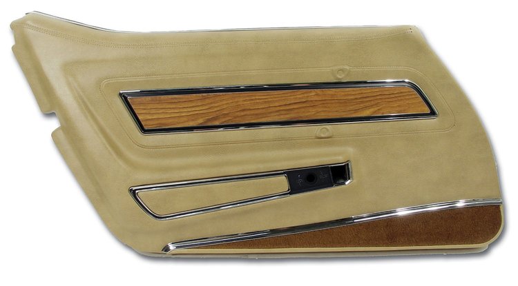 4437A1 Door Panel, 1976-1976 Chevy Corvette, Buckskin Deluxe W/Teak Insert Left/Driver