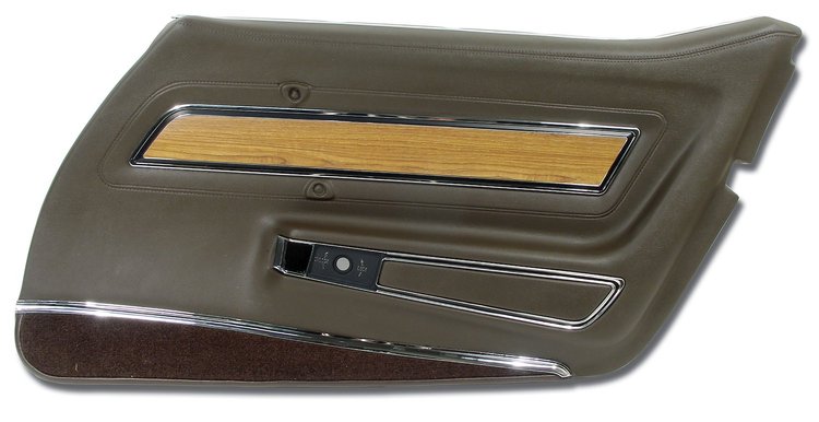 443855 Door Panel, 1976-1976 Chevy Corvette, Dark Brown Deluxe W/Teak Insert Right/Passenger