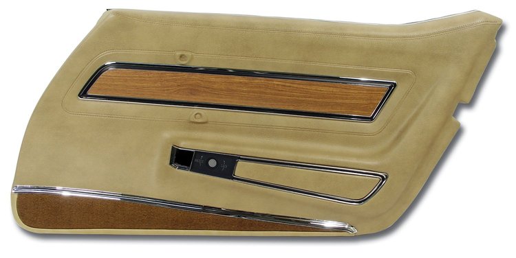 4438A1 Door Panel, 1976-1976 Chevy Corvette, Buckskin Deluxe W/Teak Insert Right/Passenger