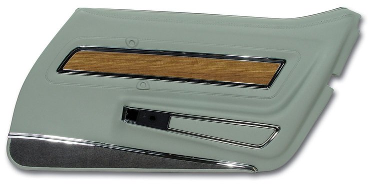 4438A2 Door Panel, 1976-1976 Chevy Corvette, Smoke Deluxe W/Teak Insert Right/Passenger, Smoke W/Dark Smoke Carpet, Vinyl
