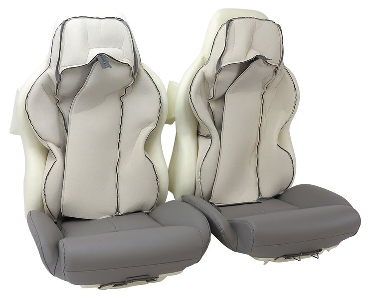 447184 Mounted Leather-Like Vinyl Seat Covers, 1994-1996 Chevy Corvette, Gray Standard
