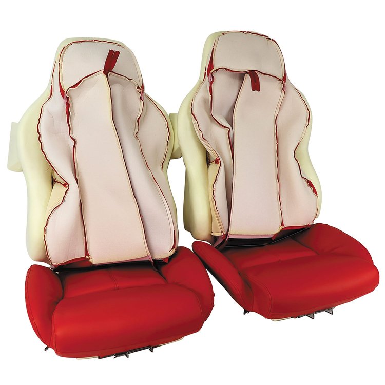 447185 Mounted Leather-Like Vinyl Seat Covers, 1994-1996 Chevy Corvette, Red Standard