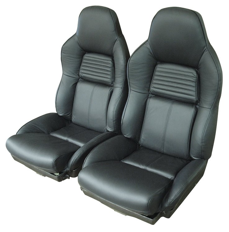 447220 Leather Seat Covers, 1994-1996 Chevy Corvette, Black, Standard