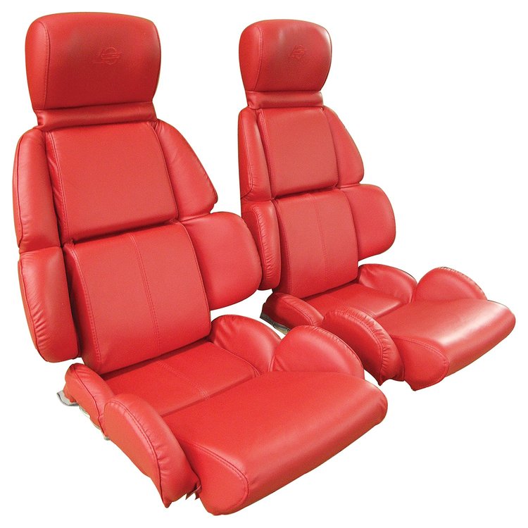 448985 Mounted Leather-Like Vinyl Seat Covers, 1993-1993 Chevy Corvette, Red Standard