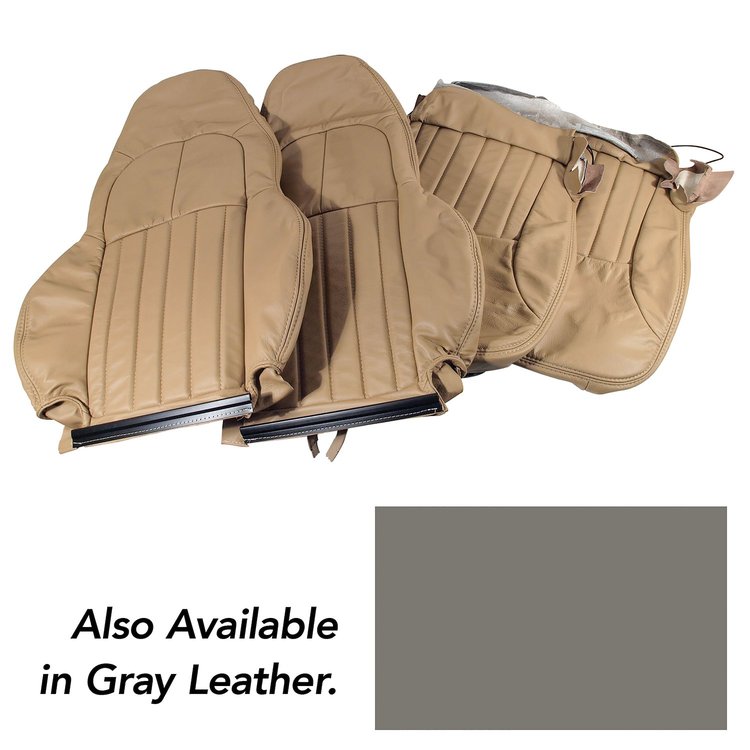 462588 100-percent Leather Standard Seat Covers, 1997-2004 Chevy Corvette, Gray