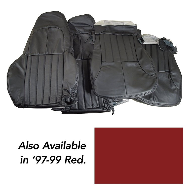 462589 100-percent Leather Standard Seat Covers, 1997-1999 Chevy Corvette, Red
