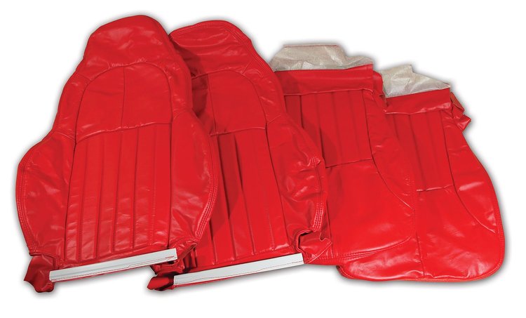 462593 100-percent Leather Standard Seat Covers, 2000-2004 Chevy Corvette, Torch Red